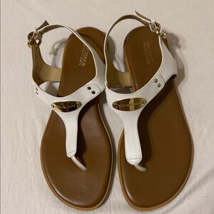 Michael Kors  Womens White and Brown Sandals 8.5